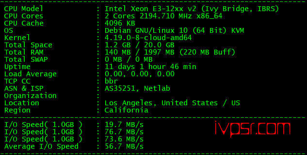 极光KVM：美西cera机房简单测评，效果详情，请看下实际数据 VPS测评 第2张