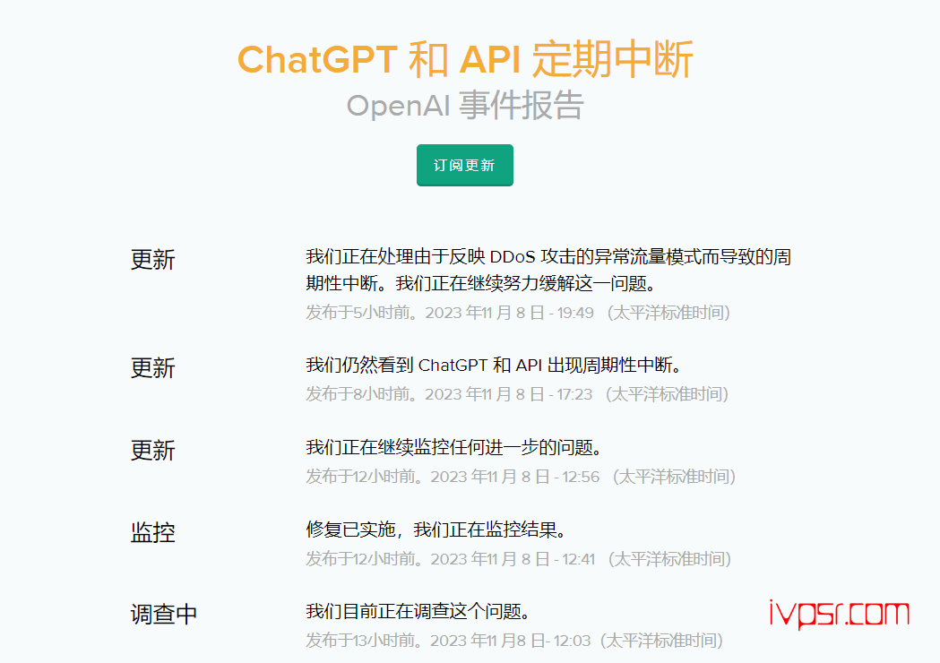 OPENAI遭受网络攻击导致ChatGPT持续中断 资讯 第1张