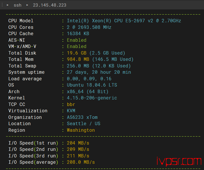 v.ps：美国VPS西雅图机房深度测评，v.ps怎么样？v.ps测评数据分享 VPS测评 第2张